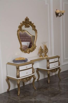 Königlicher Schminktisch mit Barock Spiegel Kommode Konsole Anrichte Holz 2tlg
