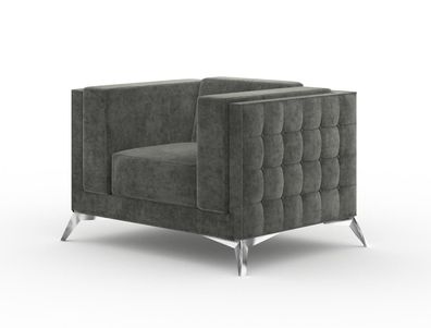 Chesterfield Sessel 1 Sitzer Couch Polster Neu Sofa Textil Luxus