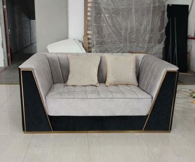 Luxus Sofa 2Sitzer Möbel Design Polster schwarz Textil Samt Sofas Couchen Medusa