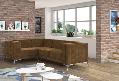 Stoff L-Form Couch Wohnlandschaft Ecksofa Garnitur Modern Design Sofa