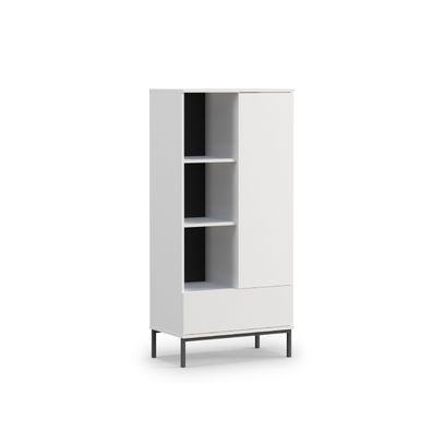 FURNIX Highboard Forsetti R70 Hochschrank 1 Schublade 1 Tür 6 Fächer Mattweiß