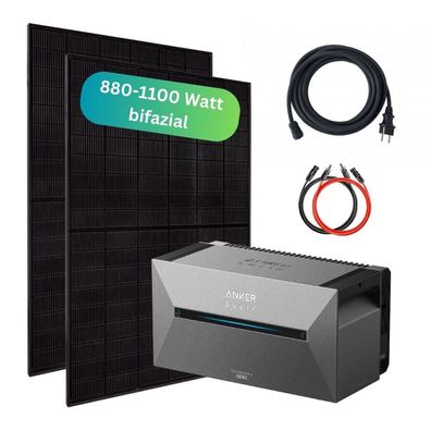 Balkonkraftwerk mit Speicher - Anker Solarbank 2 - PRO und 880+ Watt Premium-Module