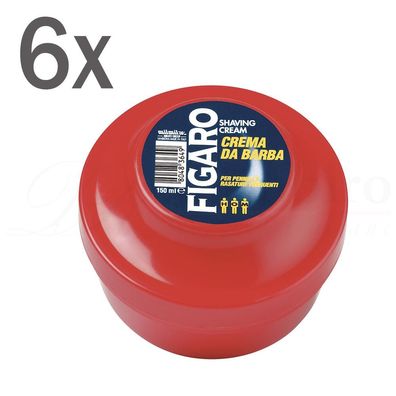 Figaro Rasiercreme für die sanfte Pinselrasur mit Mandelöl 6x 150ml Tiegel
