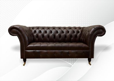 Design Chesterfield Sofagarnitur 2 Sitzer Couch Leder Baun Couch Polster Sofa