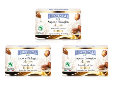 I Provenzali Bio Seife Argan 3x 150g für Körper und Gesicht