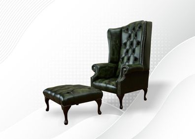Klassische Ohrensessel Sessel Couch Sofa Polster Sitz Lounge Relax Club Leder