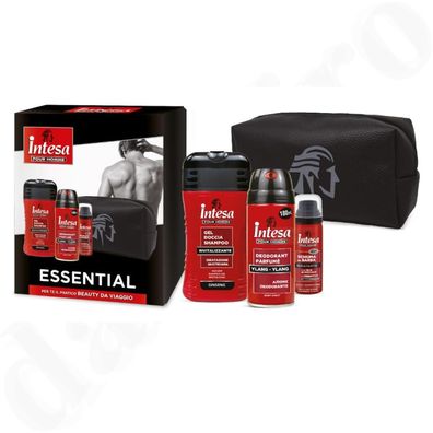 intesa pour Homme Geschenkset mit Deo + Duschgel + Rasierschaum & Kulturtasche