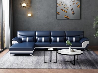 Ecke Ecksofa L-Form Wohnlandschaft Sofa Couch Polster Garnitur Stoff Sofas Leder