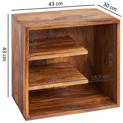 FineBuy Beistelltisch 43x43x30 cm Wohnzimmertisch Holz massiv Nachttisch