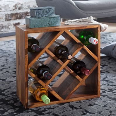 FineBuy Weinregal FB50958 Flaschenregal Holz Weinflaschenhalter massiv Holzregal