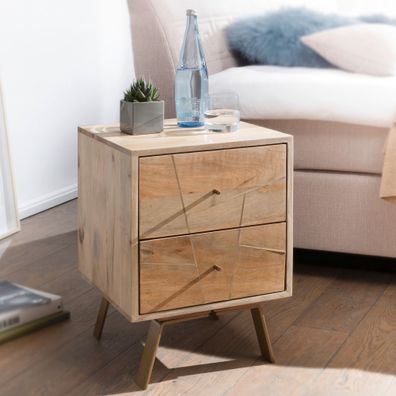 FineBuy Nachtkonsole SIKAR Nachttisch Boxspringbett Nachtkästchen Holz massiv