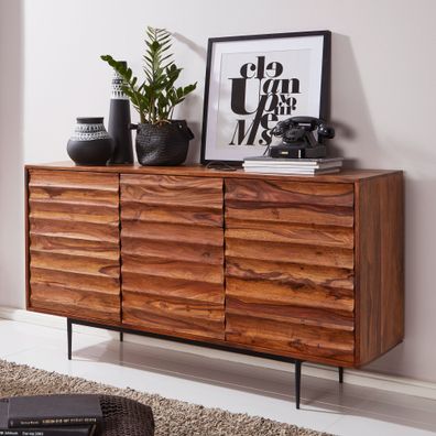 FineBuy Sideboard Sheesham Landhaus Kommode Holz Massiv Anrichte Standschrank