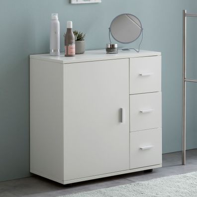 FineBuy Badschrank FB52416 Midischrank Weiß Badezimmerschrank Matt Kommode