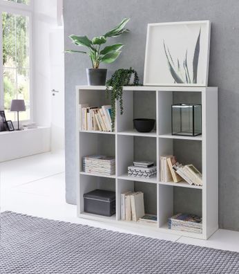 FineBuy Würfelregal FB52460 Weiß 112x112cm Bücherregal 9 Fächer Standregal Regal