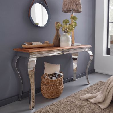FineBuy Konsolentisch Massivholz 130 cm Flurtisch Anrichte Modern Schreibtisch