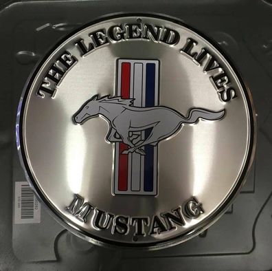 Ford Mustang silver US Schild rund - 12 inch / ca. 30 cm Durchmesser