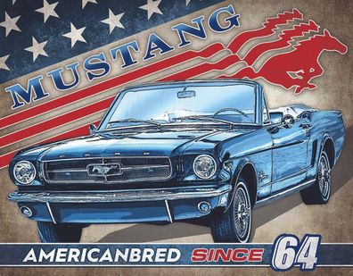 US Schild ca. 30 x 40 cm Ford Mustang American Bred since 1964