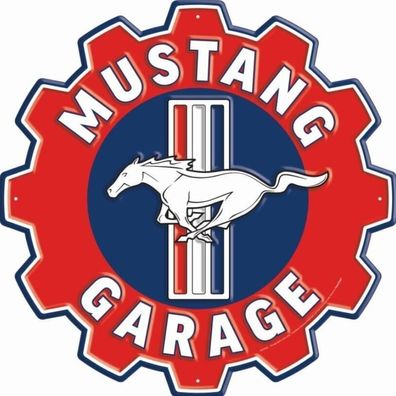 XXL US Schild: FORD Mustang Garage - Gear - Durchmesser ca. 60 cm