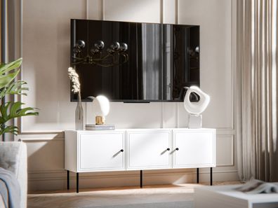 TV-Lowboard Palazzo Bis 150 3D TV-Schrank drei Drehtüren Metallfüße Wohnzimmer M24