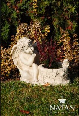 Kasten Blumen Kübel Pflanz Gefäss Grab Schmuck Garten Dekoration Statue Stein