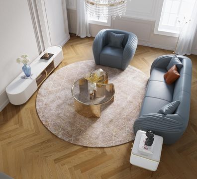 Ledersofa Sofa Couch Polster 5tlg. Wohnzimmer Set Garnitur Couchen Set Polster