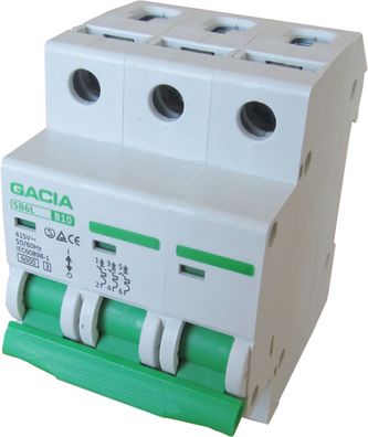 Leitungsschutzschalter GACIA SB6L 3P B10A, Sicherungsautomat MCB