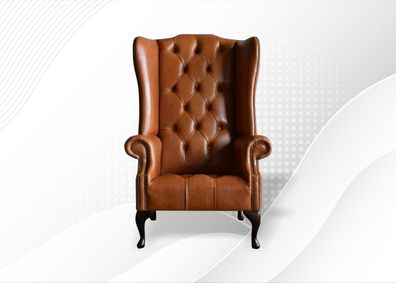 Chesterfield Sessel Leder Ohrensessel Einsitzer Möbel Wohnzimmer Modern Luxus