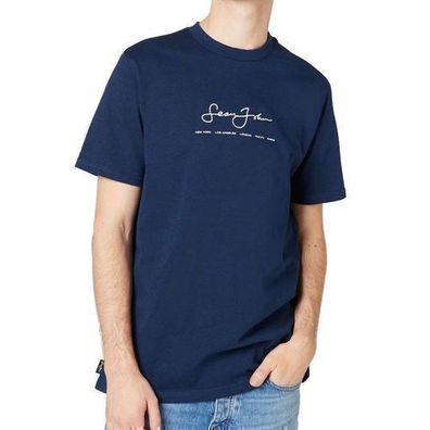 Sean John Herren T-Shirt navy blau Classic Logo Essential Tee 6061657