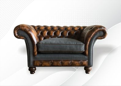 Sessel Couch Polster Sofa Textil Chesterfield Couchen 1 Sitzer Einsitzer Braun