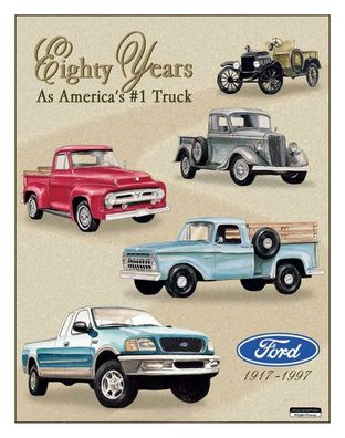 US Schild ca. 30 x 40 cm FORD Trucks 80 Years - V8 Big Block F150 Ranger