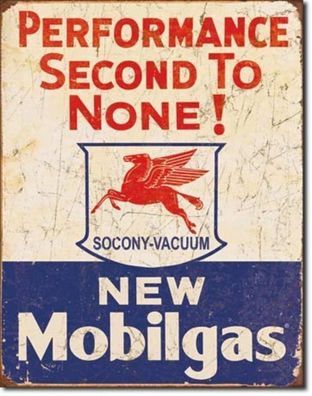 US Schild ca. 30 x 40 cm Mobilgas Performance 2nd to none Pegasus