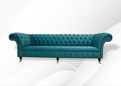 Chesterfield 4 Sitz Sofa Turkis Wohnzimmer Design Couchen Polster Sofas Textil