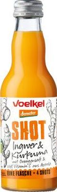 Voelkel 6x Shot Ingwer & Kurkuma mit Orangensaft & viel Vitamin C aus Acerola 0,2l