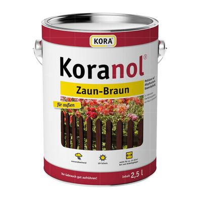 KORA Koranol ZAUN-BRAUN 2.5 LTR Holzlasur Holzschutzlasur Zaunlasur Wetterschutzlasur