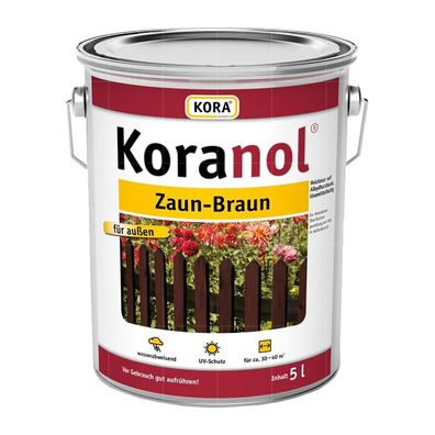 KORA Koranol ZAUN-BRAUN 5 LTR Holzlasur Holzschutzlasur Zaunlasur Wetterschutzlasur