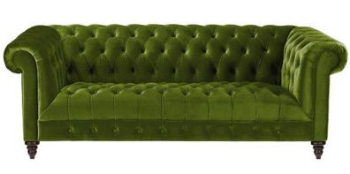 Grün Dreisitzer Stoff Chesterfield Design Couchen Polster Sofas Original Sofa