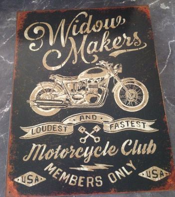 US Schild ca 30 x 40 cm Widow Maker's Motorcycle Club  Biker Club Witwenmacher