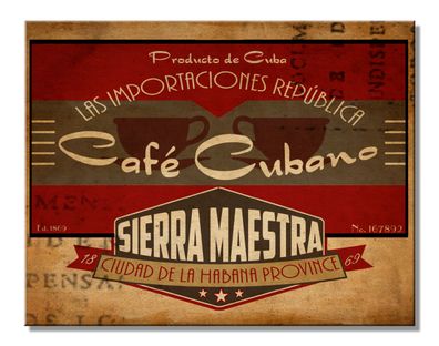 US Schild ca. 30 x 40 cm Cafe Cubano Sierra Maestra Ciudad de la Habana Province