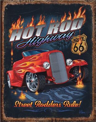 US Schild ca. 30 x 40 cm Hot Rod Highway Route 66