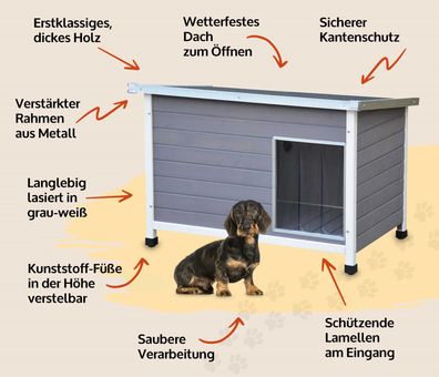 Hundehütte Hundehaus Hundeschlafplatz Jacky Größe M 85x58x60 cm