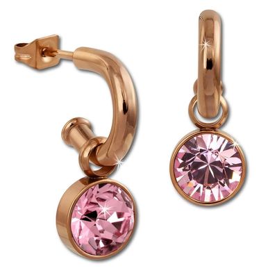 Amello Edelstahl Ohrringe glitzernde Zirkonias Ohrhänger rosegold rosa ESOS51A