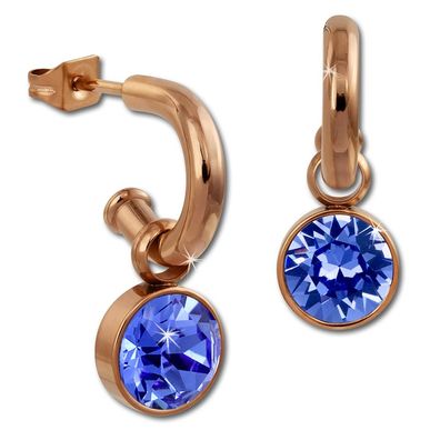 Amello Edelstahl Ohrringe glitzernde Zirkonias Ohrhänger rosegold blau ESOS51B