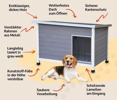 Hundehütte Hundehaus Hundeschlafplatz Jacky Größe L 105x67x68 cm