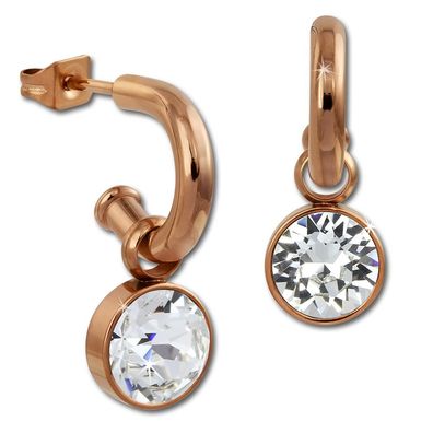 Amello Edelstahl Ohrringe glitzernde Zirkonias Ohrhänger rosegold weiß ESOS51W