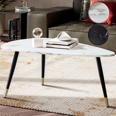 Couchtisch FineBuy Sofatisch Marmor Optik 90 cm Wohnzimmertisch Tisch Dreibein