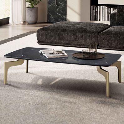 Couchtisch FineBuy Wohnzimmertisch Marmor Optik Schwarz Sofatisch 120 cm Tisch