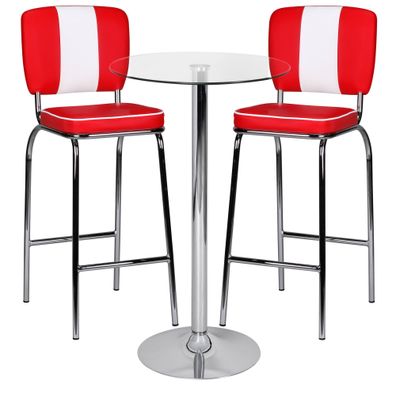 Amstyle Stehtisch Bartisch Bistrotisch Imbisstisch Metall Chrom Glas Rund 60 cm
