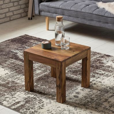 Wohnling Sheesham Couchtisch Massiv 45 cm Massivholz Beistelltisch Tisch