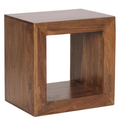 Wohnling Sheesham Standregal Massiv Cube Massivholz Regal Bücherregal 44 cm