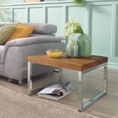 Wohnling Beistelltisch GUNA 60 x 60 cm Massivholz Couchtisch Wohnzimmer Tisch